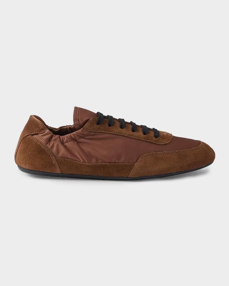 Collapse Re-Nylon & Suede Low-Top Sneakers by PRADA