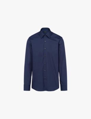 Collared slim-fit cotton-blend shirt by PRADA