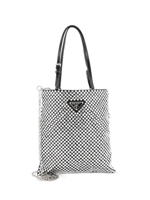 Convertible Open Tote Crystal Embellished Satin Mini crossbody bag by PRADA 