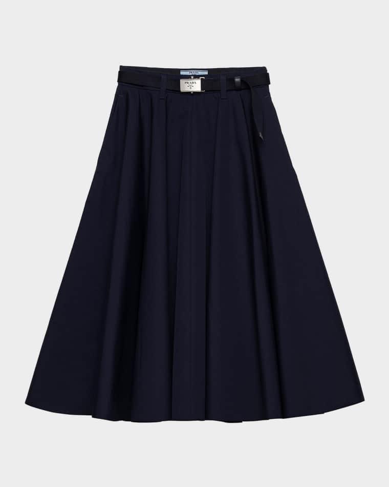 Cotton-Blend Poplin Midi-Skirt by PRADA