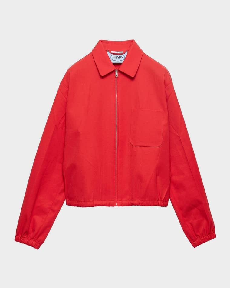 Cotton Gabardine Zip Shirt Jacket by PRADA