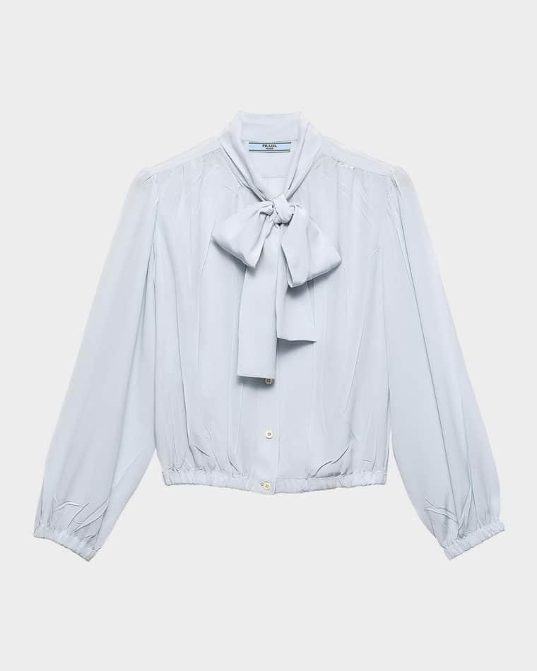 Cropped Crepe de Chine Shirt by PRADA