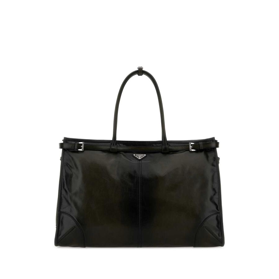 Dark Green Leather Prada Bonnie Shopping Bag by PRADA