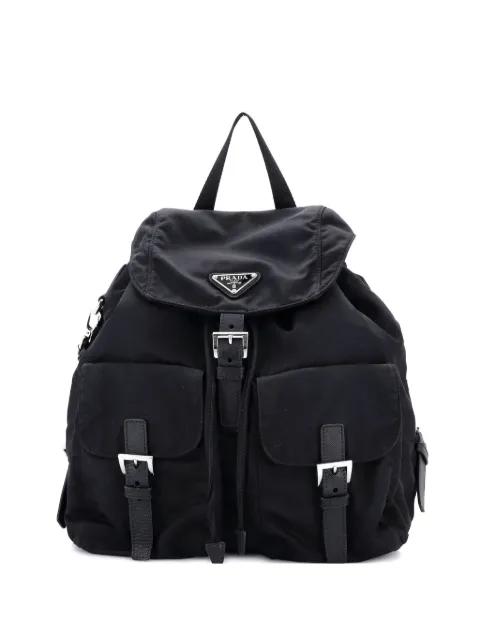 Double Front Pocket Re-Nylon with Leather Medium backpack by PRADA 