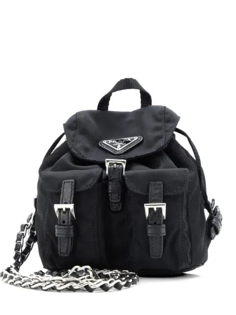 Double Pocket Chain Shoulder Bag Re-Nylon Mini backpack by PRADA 