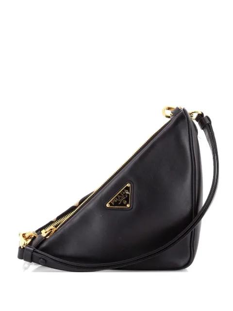 Double Symbole Triangle Bag Leather and Jacquard Mini shoulder bag by PRADA 