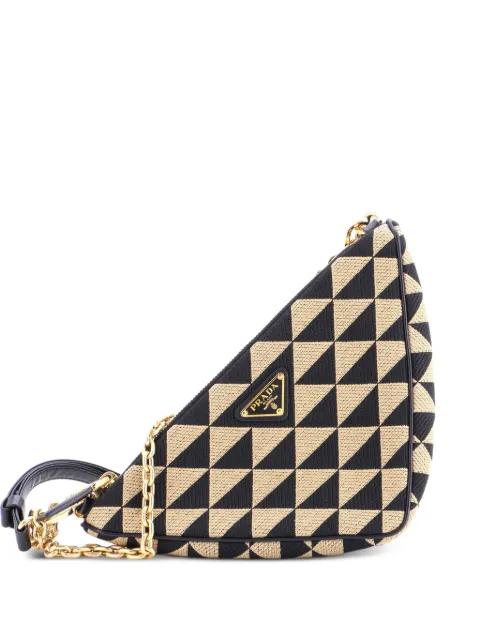 Double Symbole Triangle Bag Leather and Jacquard Mini shoulder bag by PRADA 