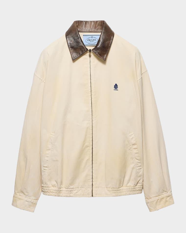 Embroidered Garment-Dyed Gabardine Blouson Jacket by PRADA