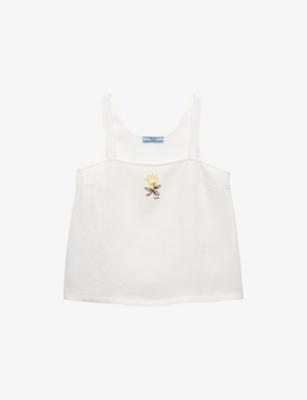 Embroidered Linen Top by PRADA