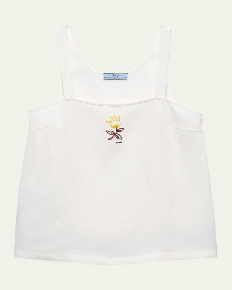 Embroidered Linen Top by PRADA