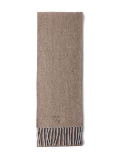 Embroidered Logo Fringe Scarf by PRADA