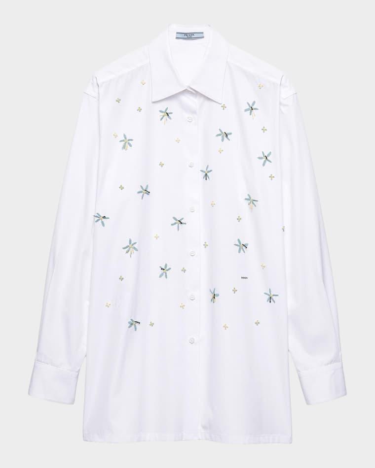 Embroidered Poplin Shirt by PRADA