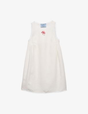 Embroidered Slubbed Canvas Mini Dress by PRADA