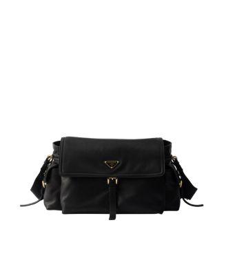 Explore Large Nappa Leather Shoulder Bag With Flap by PRADA