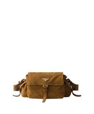 Explore Medium Suede Shoulder Bag With Flap by PRADA