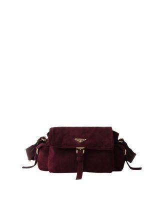 Explore Medium Suede Shoulder Bag With Flap by PRADA