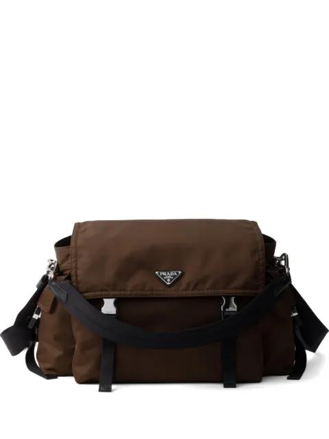 Explore Re-Nylon and leather bag by PRADA