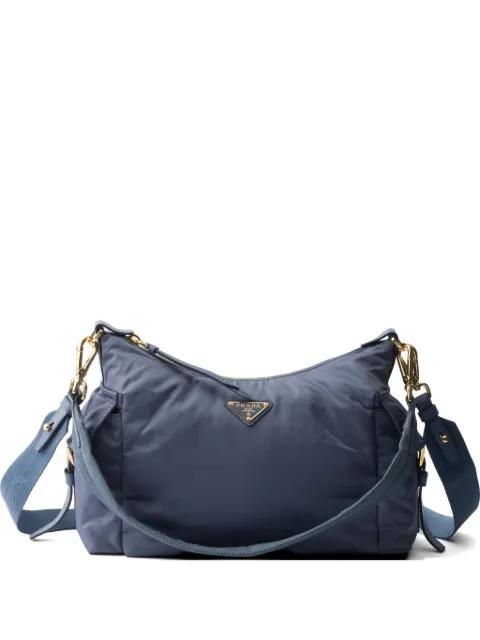 Explore large Re-Nylon and leather bag by PRADA