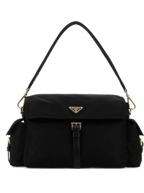Explore large Re-Nylon shoulder bag with flap by PRADA