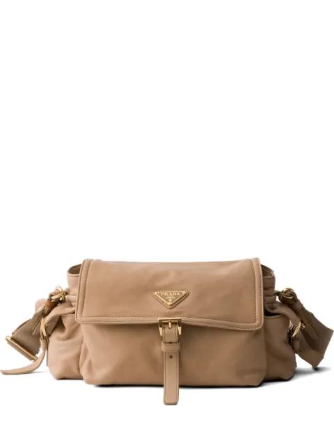 Explore medium nappa leather shoulder bag with flap by PRADA
