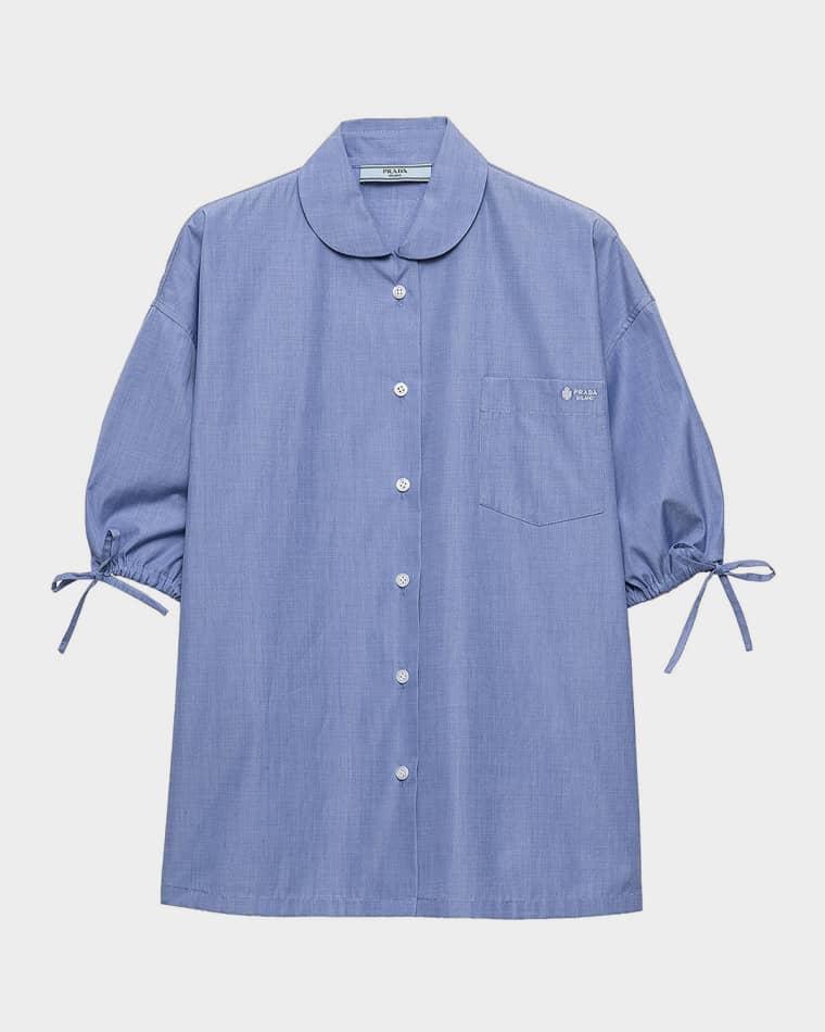 Fil-à-Fil Logo Cotton Shirt by PRADA