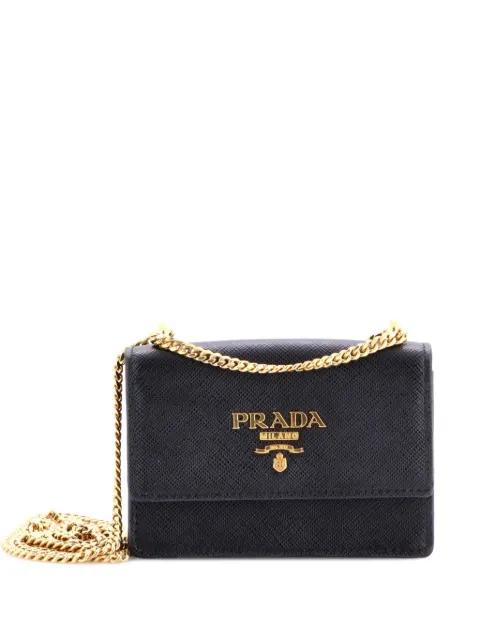 Flap Card Holder with Chain Saffiano Leather Mini crossbody bag by PRADA Flap Card Holder with Chain Saffiano Leather Mini crossbody bag by PRADA