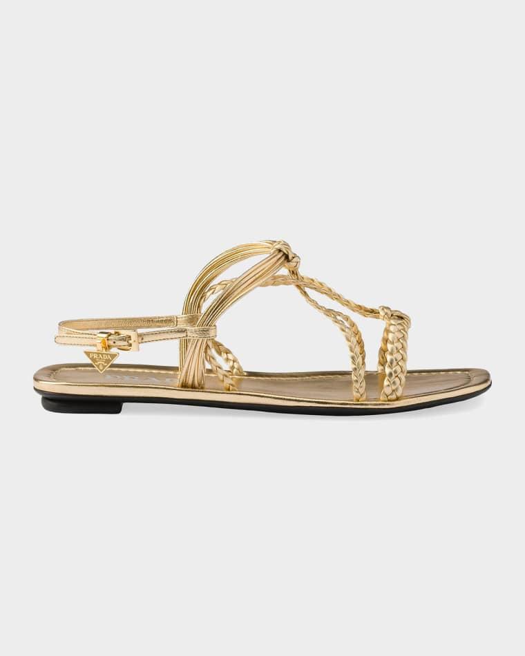 Flat Mordoré Nappa Leather Sandals by PRADA