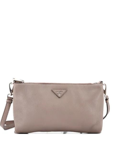 Flat Zip Vitello Daino Mini crossbody bag by PRADA 