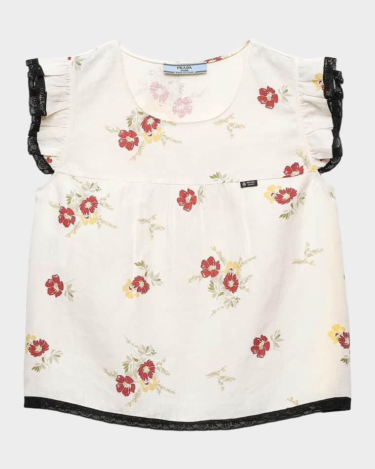 Floral Linen Top by PRADA