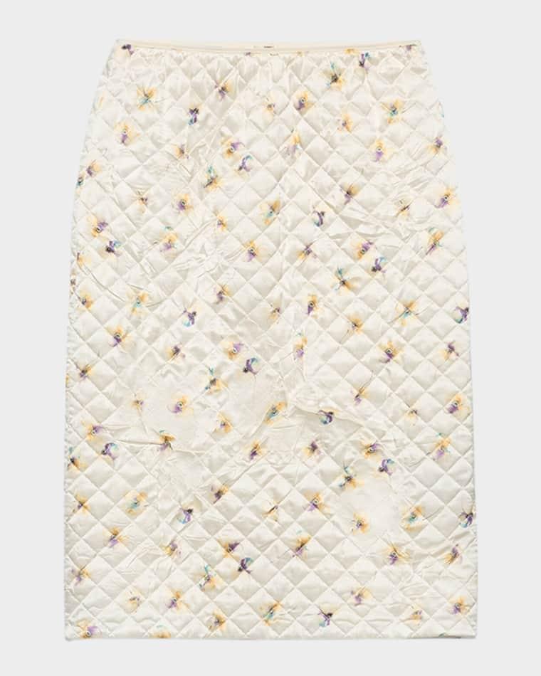 Floral-Print Quilted Satin Skirt by PRADA