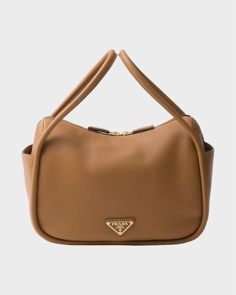 Flou Zip Leather Top-Handle Bag by PRADA