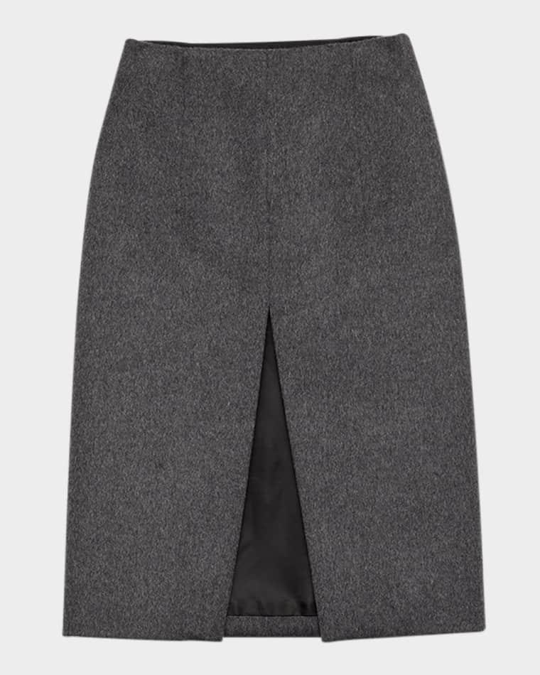 Front-Slit Loden Pencil Skirt by PRADA