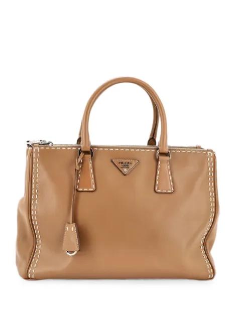 Galleria Double Zip Tote Stitched Leather Medium crossbody bag by PRADA 