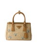 Galleria Small Canvas And Leather Embroidered Bag by PRADA
