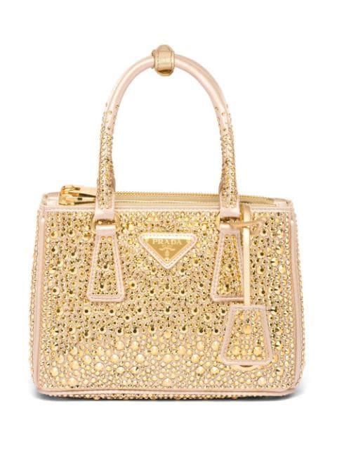 Galleria crystal-embellished satin mini bag by PRADA
