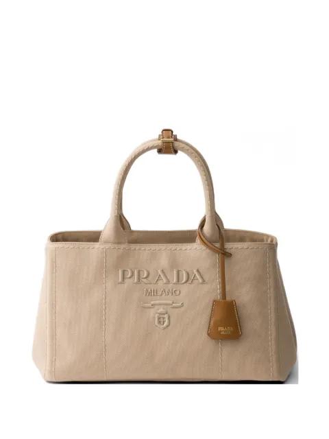 Jardinière large cotton canvas handbag by PRADA