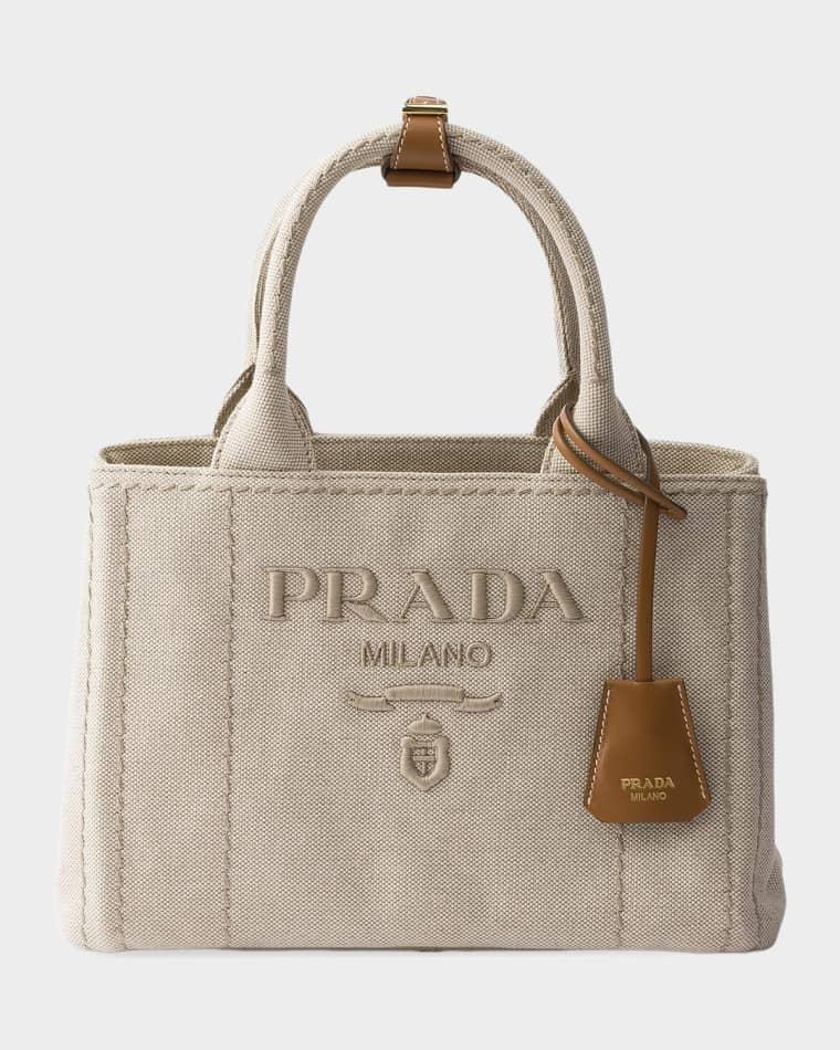 Jardiniere Small Cotton Canvas Top-Handle Bag by PRADA