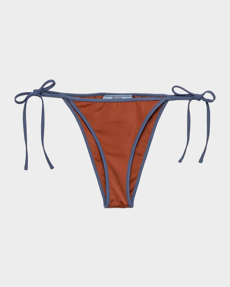 Jersey Side-Tie Bikini Bottom by PRADA