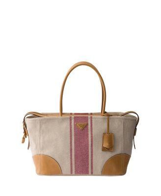 Large Canvas And Leather Tote Bag by PRADA