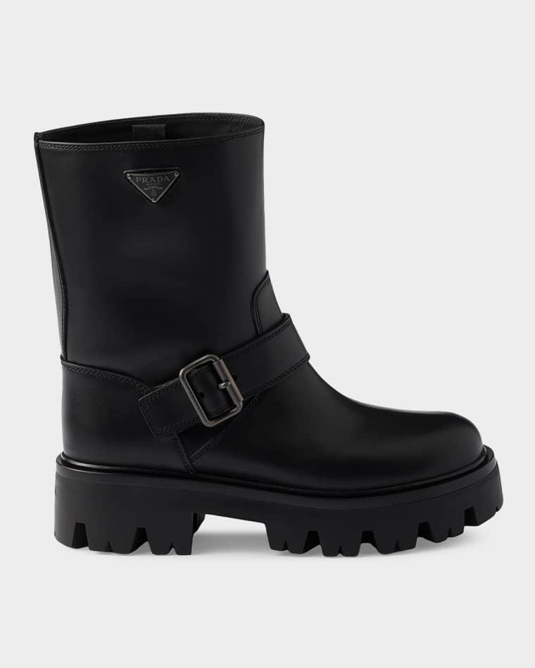 Leather Biker Boots by PRADA