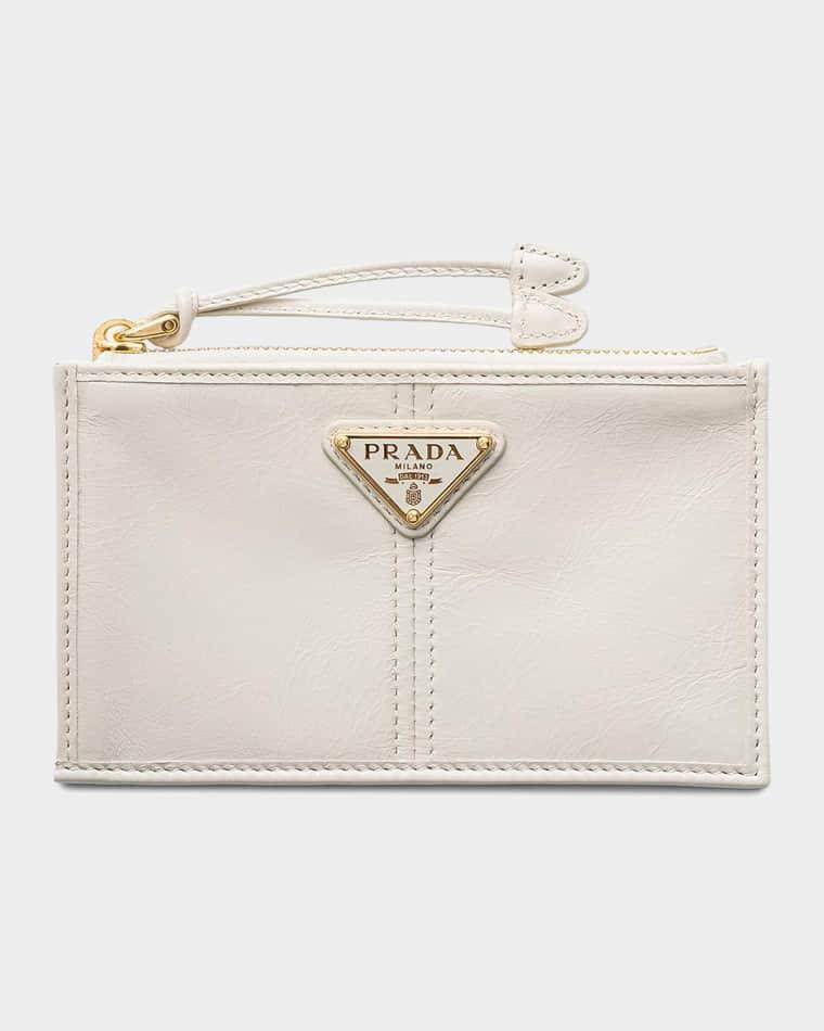 Leather Card Holder With Zipper by PRADA
