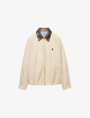 Leather-Collar Cotton-Gabardine Blouson Jacket by PRADA