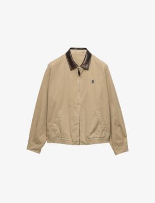 Leather-Collar Cotton-Garbadine Jacket by PRADA