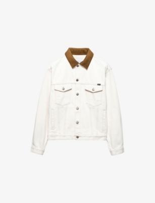 Leather-Collar Regular-Fit Denim Jacket by PRADA