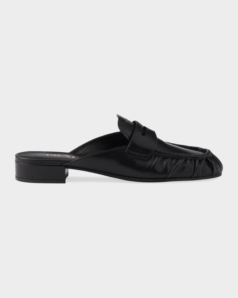 Leather Moc-Toe Mules by PRADA