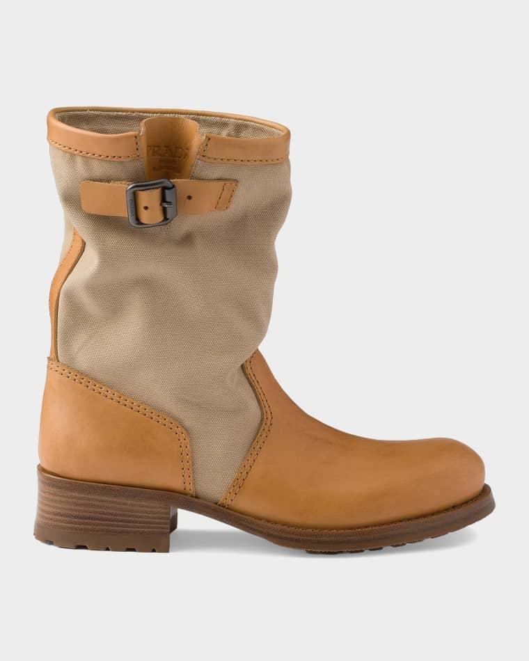 Leather and Canvas Boots by PRADA
