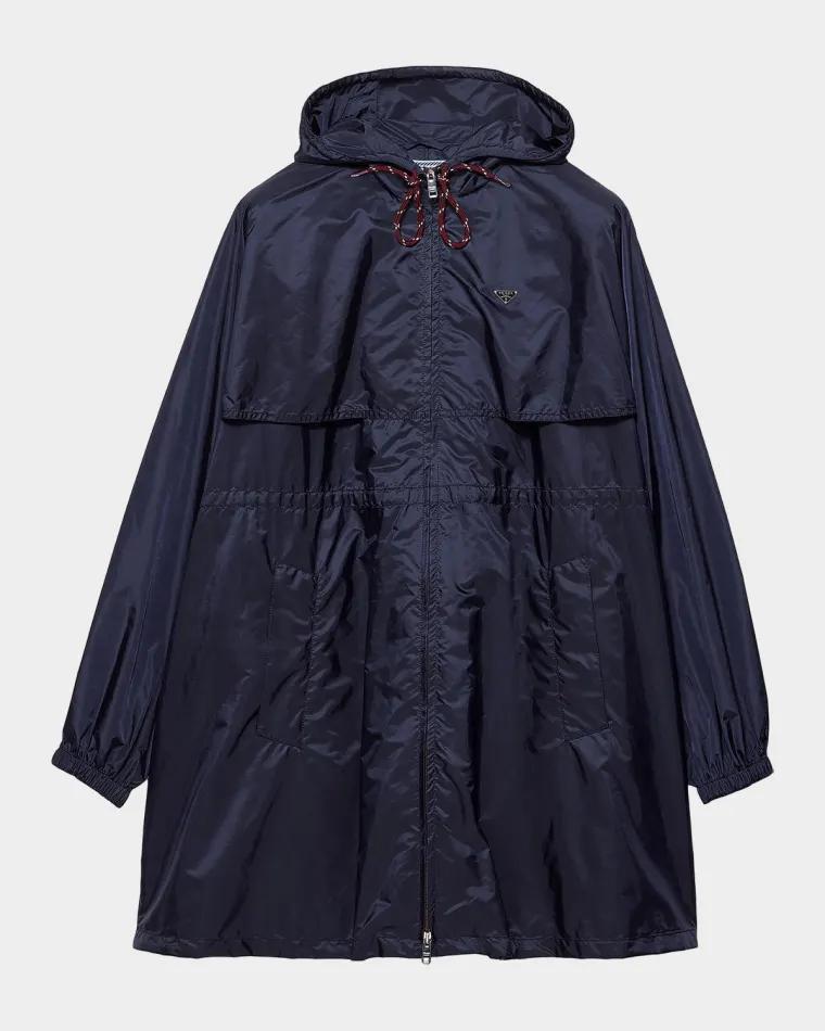 Lightweight Re-Nylon Hooded Raincoat by PRADA
