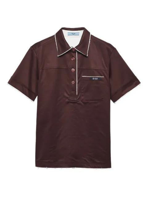 Lisle patch-pocket raw-cut polo shirt by PRADA