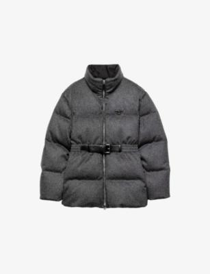 Loden Belted Shell-Down Puffer Jacket by PRADA