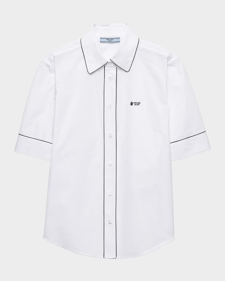 Logo Cotton Poplin Shirt by PRADA